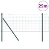 vidaXL Fence with Posts Green 0.8 x 25 m Steel