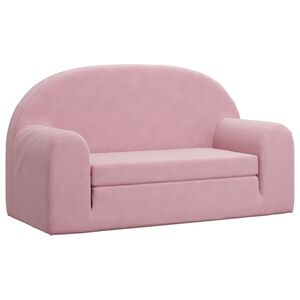 vidaXL Kids'Sofa Bed 2-Seater Pink Soft Plush