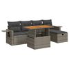 vidaXL 6 Piece Garden Sofa Set with Cushions Grey Poly Rattan Acacia