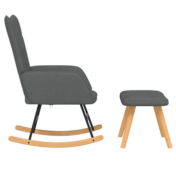vidaXL Rocking Chair with a Stool Dark Grey Fabric