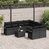 vidaXL Garden Sofa Set 9 pcs Black Poly Rattan and Steel and Glass