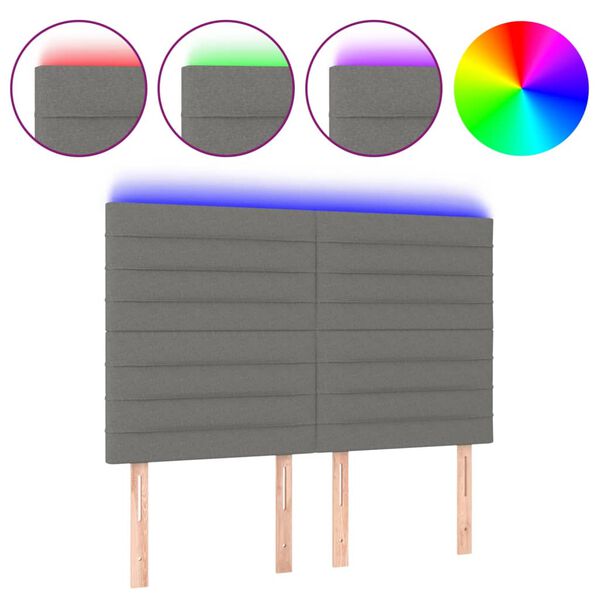 vidaXL LED Headboard Dark Grey 144 cm Fabric