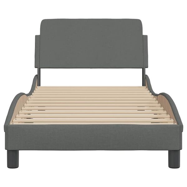 vidaXL Bed Frame "Dover" Dark Grey 90x190 cm Fabric