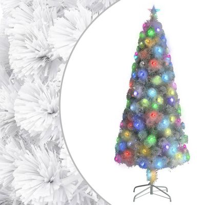 vidaXL Artificial Pre-lit Christmas Tree White 240 cm Fibre Optic