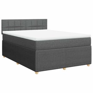 vidaXL Box Spring Bed with Mattress Dark Grey Double Fabric