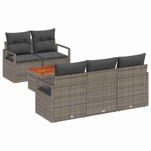vidaXL Garden Sofa Set 6 pcs Grey Poly Rattan