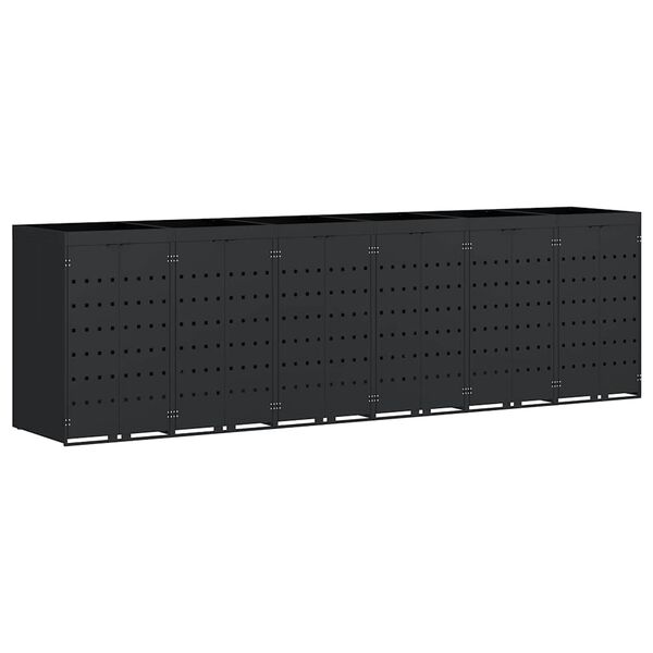 vidaXL Wheelie Bin Storage for 6 Bins Black 408 x 77.5 x 121.5 cm