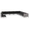 vidaXL 11 Piece Garden Lounge Set with Cushions Poly Rattan Dark Grey