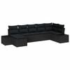 vidaXL Garden Sofa Set 7 pcs Black Poly Rattan