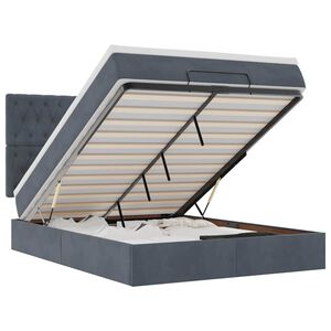 vidaXL Ottoman Bed with Mattresses Dark Grey Queen Velvet