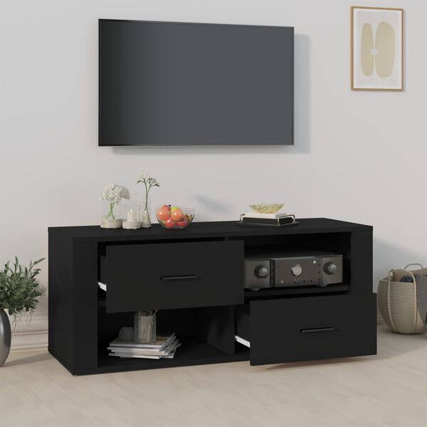 vidaXL TV Cabinet Black 100x35x40 cm Engineered Wood