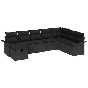 vidaXL Garden Sofa Set with Cushion Manual 8 pcs Black Poly Rattan