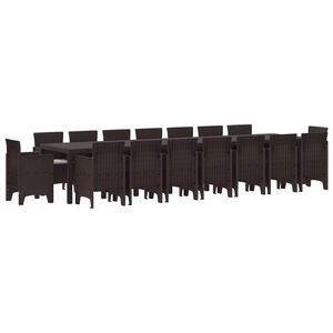 vidaXL Garden Dining Set with Cushions 17 pcs Brown PP