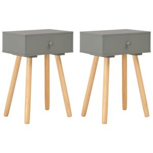 vidaXL Bedside Table | Set of 2 | Grey and brown | Solid pine wood and MDF