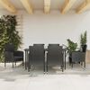 vidaXL 7 Piece Garden Dining Set Black Poly Rattan and Steel