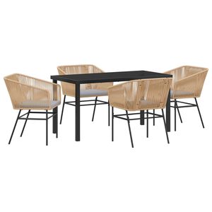 vidaXL Garden Dining Set 5 pcs Brown Powder-Coated Steel
