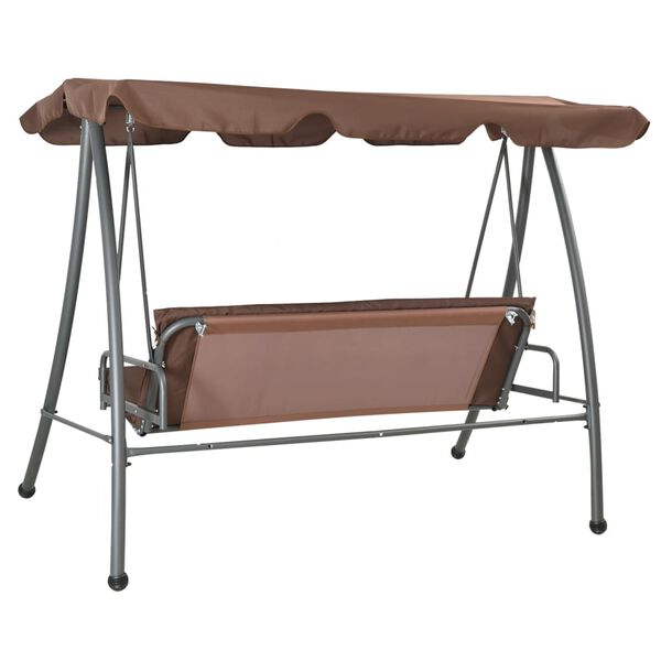 vidaXL Outdoor Swing Bench with Canopy Coffee