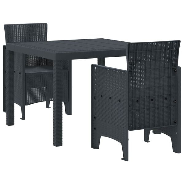 vidaXL Garden Dining Set 3 pcs Anthracite Polypropylene