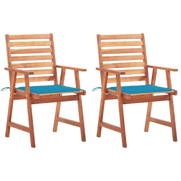 vidaXL Outdoor Dining Chairs 2 pcs with Cushions Solid Acacia Wood