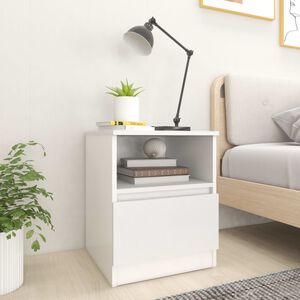 vidaXL Bed Cabinet | White | Engineered wood | Medium | Bed Cabinet | Square