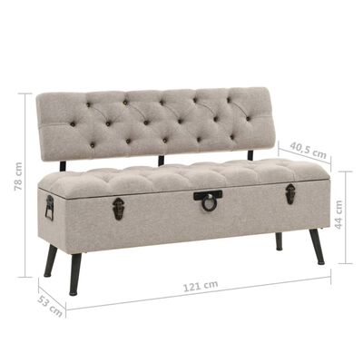 vidaXL Storage Bench with Backrest Fabric 121x53x78 cm