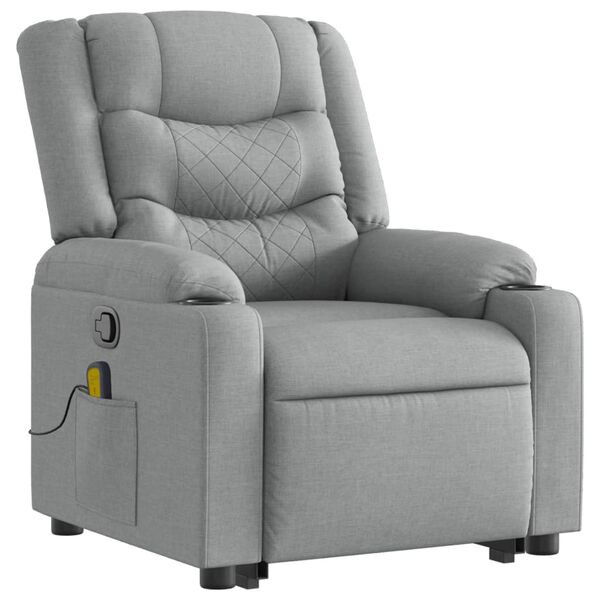 vidaXL Stand up Massage Recliner Chair Light Grey Fabric