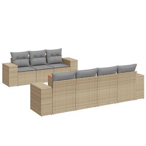 vidaXL 8 Piece Garden Sofa Set with Cushions Beige Poly Rattan