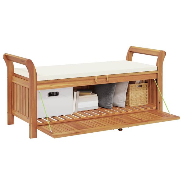 vidaXL Garden Storage Bench with Cushion 126 cm Solid Wood Acacia