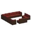 vidaXL 13 Piece Garden Lounge Set with Cushions Brown Poly Rattan