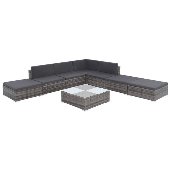 vidaXL 8 Piece Garden Lounge Set with Cushions Poly Rattan Grey