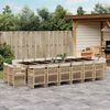 vidaXL 17 Piece Garden Dining Set with Cushions Beige Poly Rattan