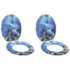 vidaXL WC Toilet Seats 2 pcs with Soft Close Lids MDF Dolphins Design