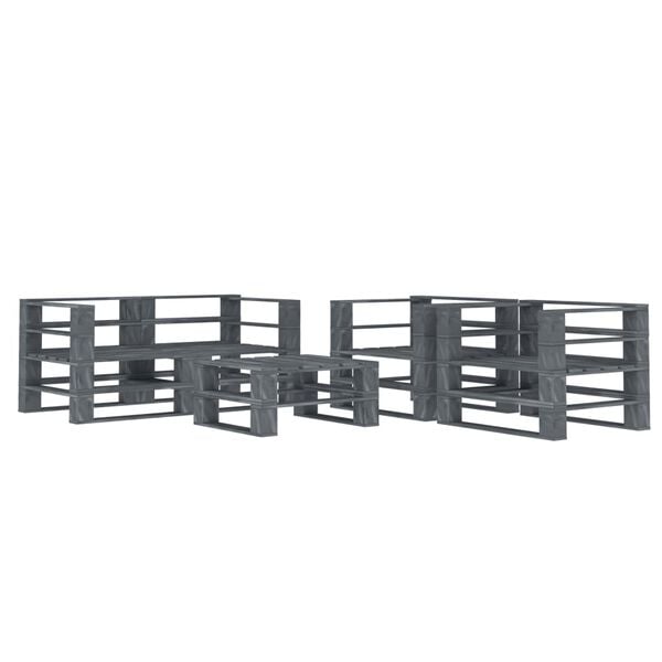vidaXL 5 Piece Garden Pallet Lounge Set Wood Grey