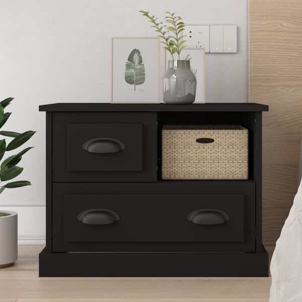 vidaXL Bedside Cabinet Black 60x39x45 cm