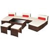 vidaXL 10 Piece Garden Lounge Set with Cushions Poly Rattan Brown