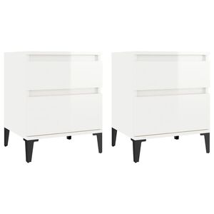 vidaXL Bedside Cabinets 2 pcs High Gloss White 40x35x50 cm