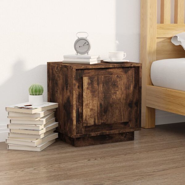 vidaXL Bedside Cabinet Smoked Oak 44x35x45 cm Engineered Wood