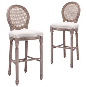 vidaXL Bar Stools 2 pcs White Linen