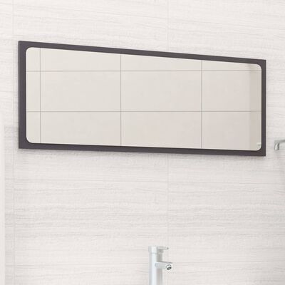 vidaXL Bathroom Mirror High Gloss Grey 90x1.5x37 cm Engineered Wood