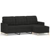 vidaXL 3-Seater Sofa with Footstool Black 180 cm Fabric