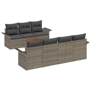 vidaXL Garden Sofa Set with Cushion 8 pcs Grey Poly Rattan