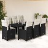vidaXL 9 Piece Garden Bistro Set with Cushions Black Poly Rattan
