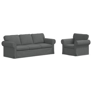 vidaXL Sofa Set 2 pcs Dark Grey Fabric