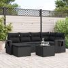 vidaXL 7 Piece Garden Sofa Set with Cushions Black Poly Rattan
