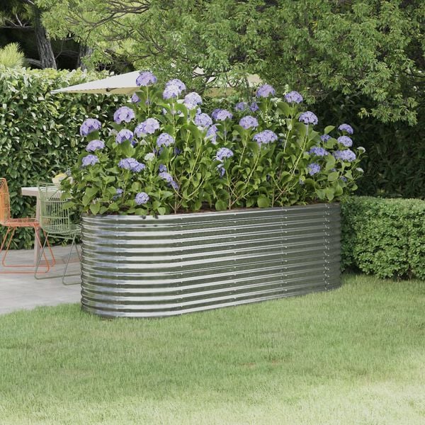 vidaXL Garden Raised Bed Galvanised Steel 224x80x68 cm Silver