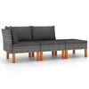 vidaXL 3 Piece Garden Lounge Set Poly Rattan and Solid Eucalyptus Wood