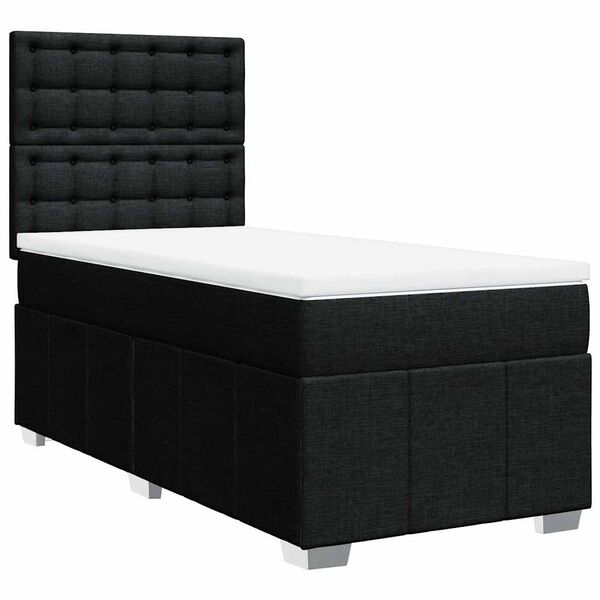 vidaXL Box Spring Bed with Mattress Black King Single Fabric