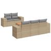 vidaXL 6 Piece Garden Sofa Set with Cushions Beige Poly Rattan