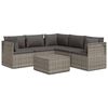 vidaXL 6 Piece Garden Lounge Set with Cushions Grey Poly Rattan