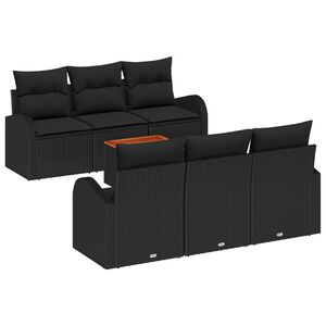 vidaXL Garden Sofa Set with Cushion 7 pcs Black Poly Rattan